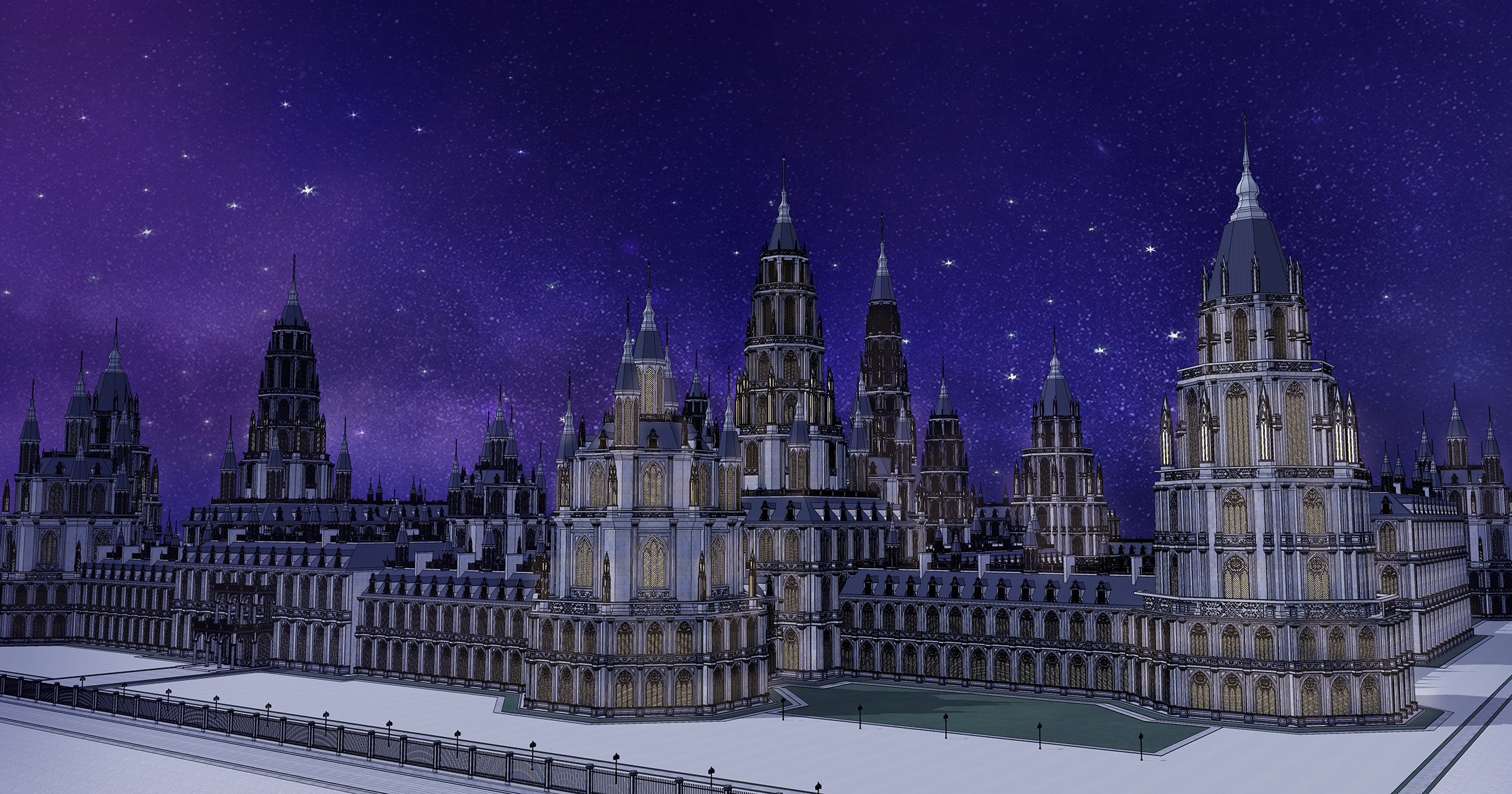 중세 판타지 건물 밤 Medieval fantasy building night-1 보정