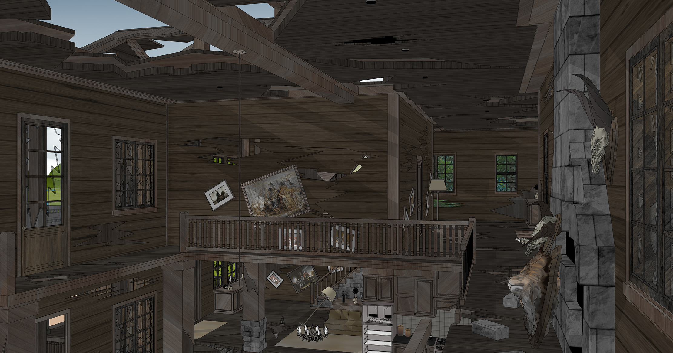 호수 별장 폐허 부서진 버젼 Lake Cottage Ruins Broken Version-10 호수 별장 폐허 부서진 버젼 Lake Cottage Ruins Broken Version-10