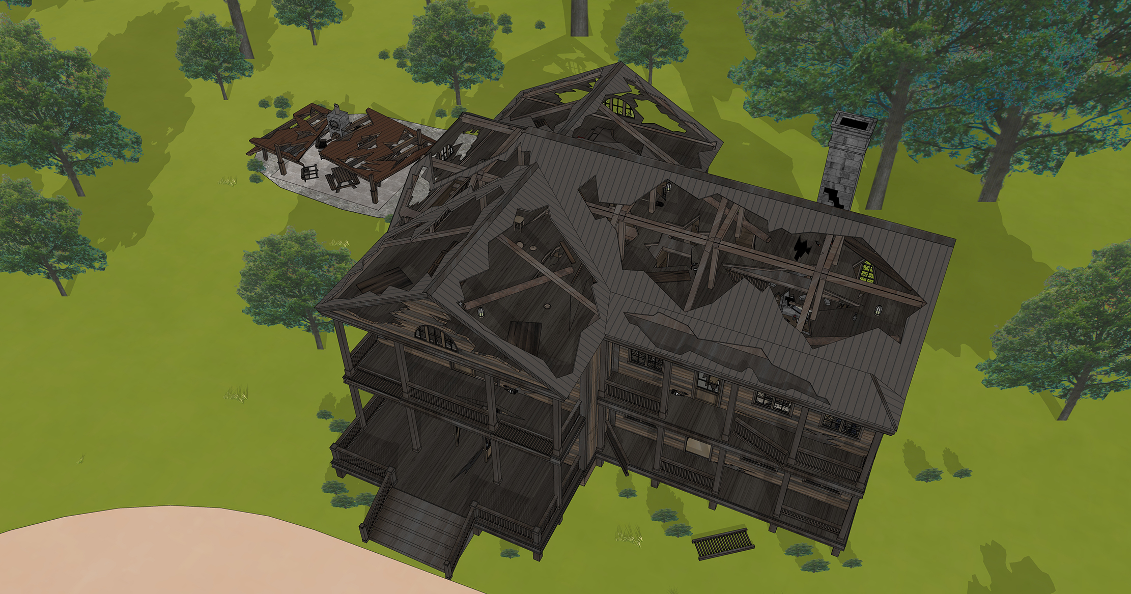 호수 별장 폐허 부서진 버젼 Lake Cottage Ruins Broken Version-6 호수 별장 폐허 부서진 버젼 Lake Cottage Ruins Broken Version-6