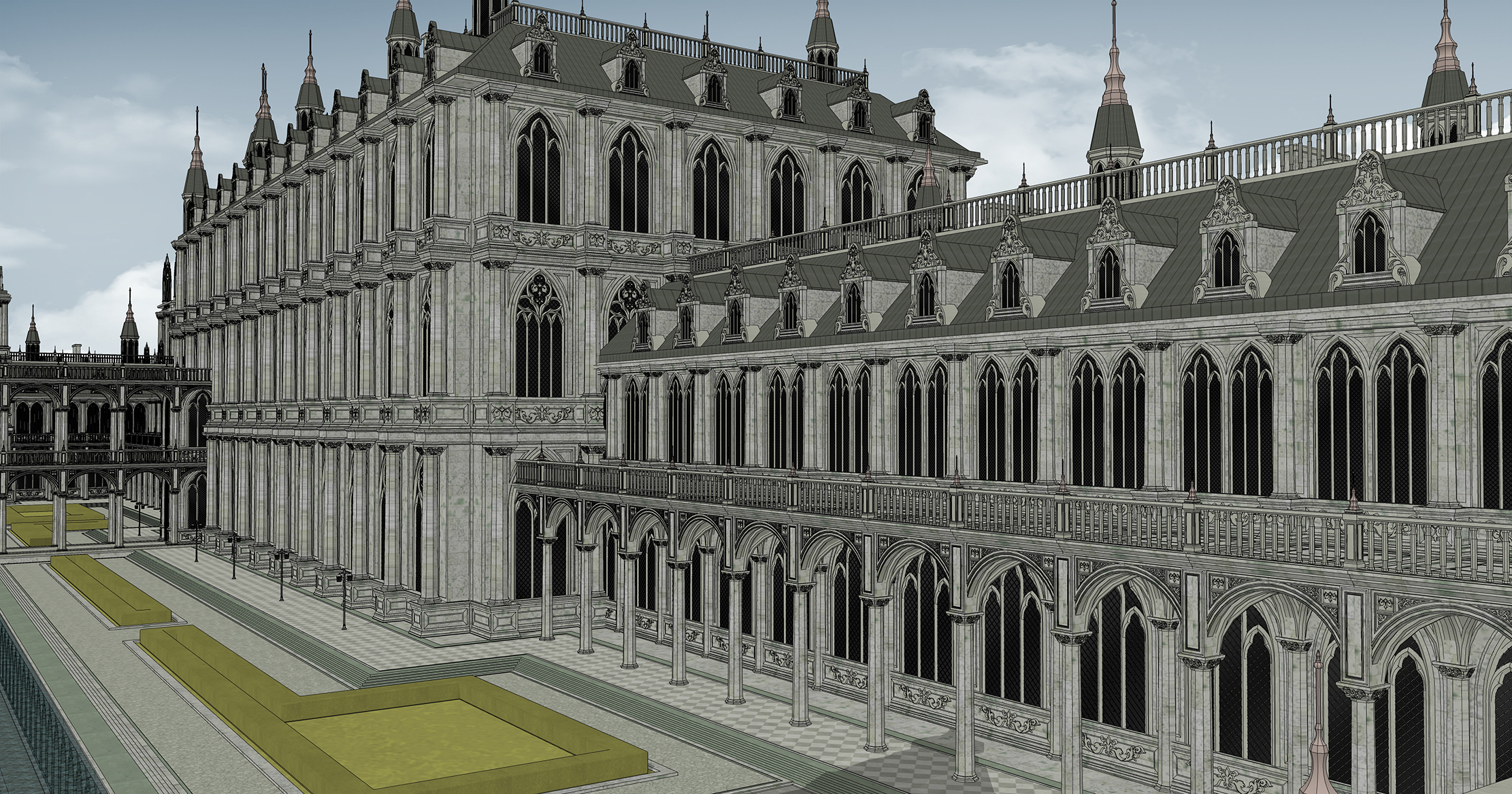 중세 판타지 건물 폐허 Medieval fantasy building ruins-5