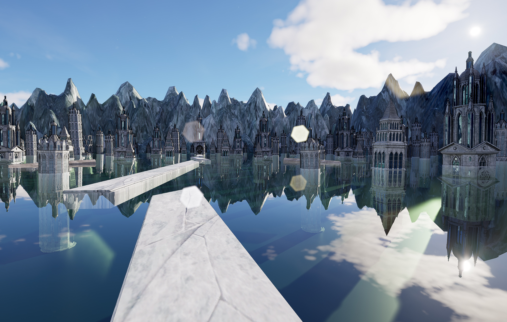 물에잠긴 도시 렌더