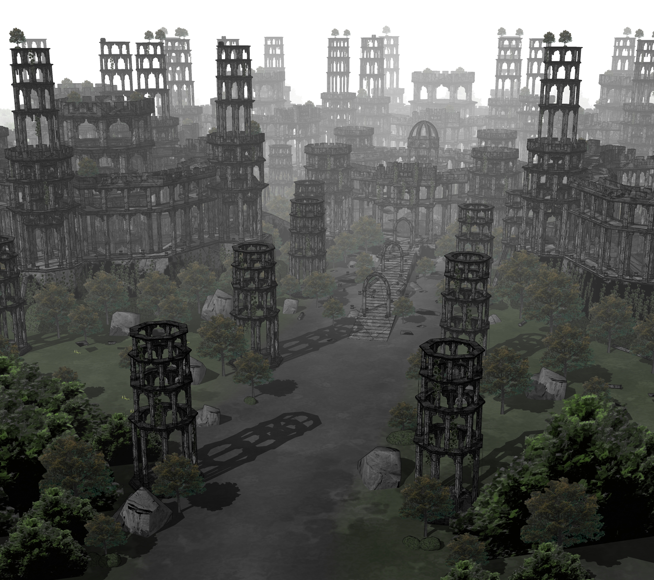 대형 유적 폐허 암흑-1