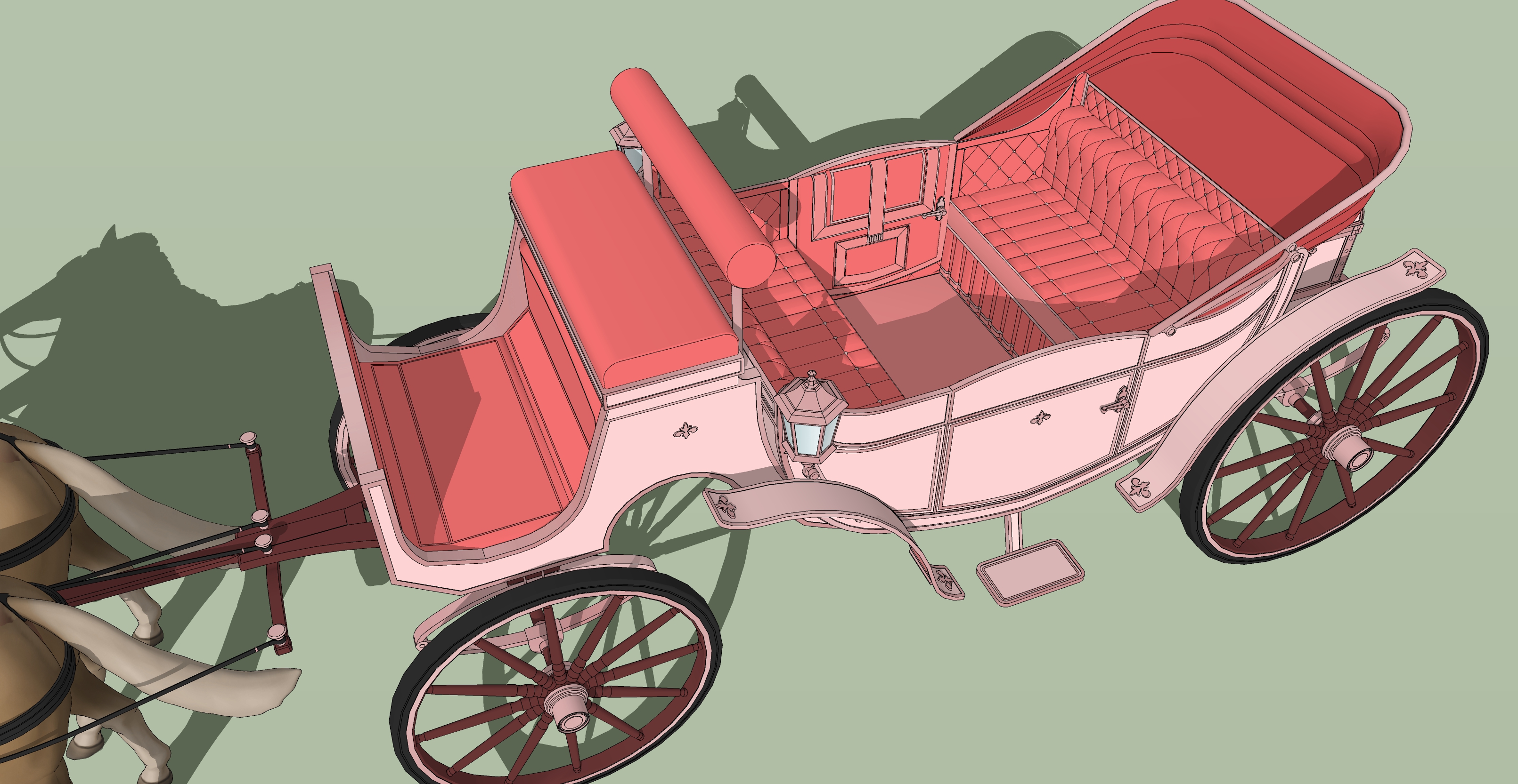 오픈형 마차 분홍색 open carriage pink-3 오픈형 마차 분홍색 open carriage pink-3