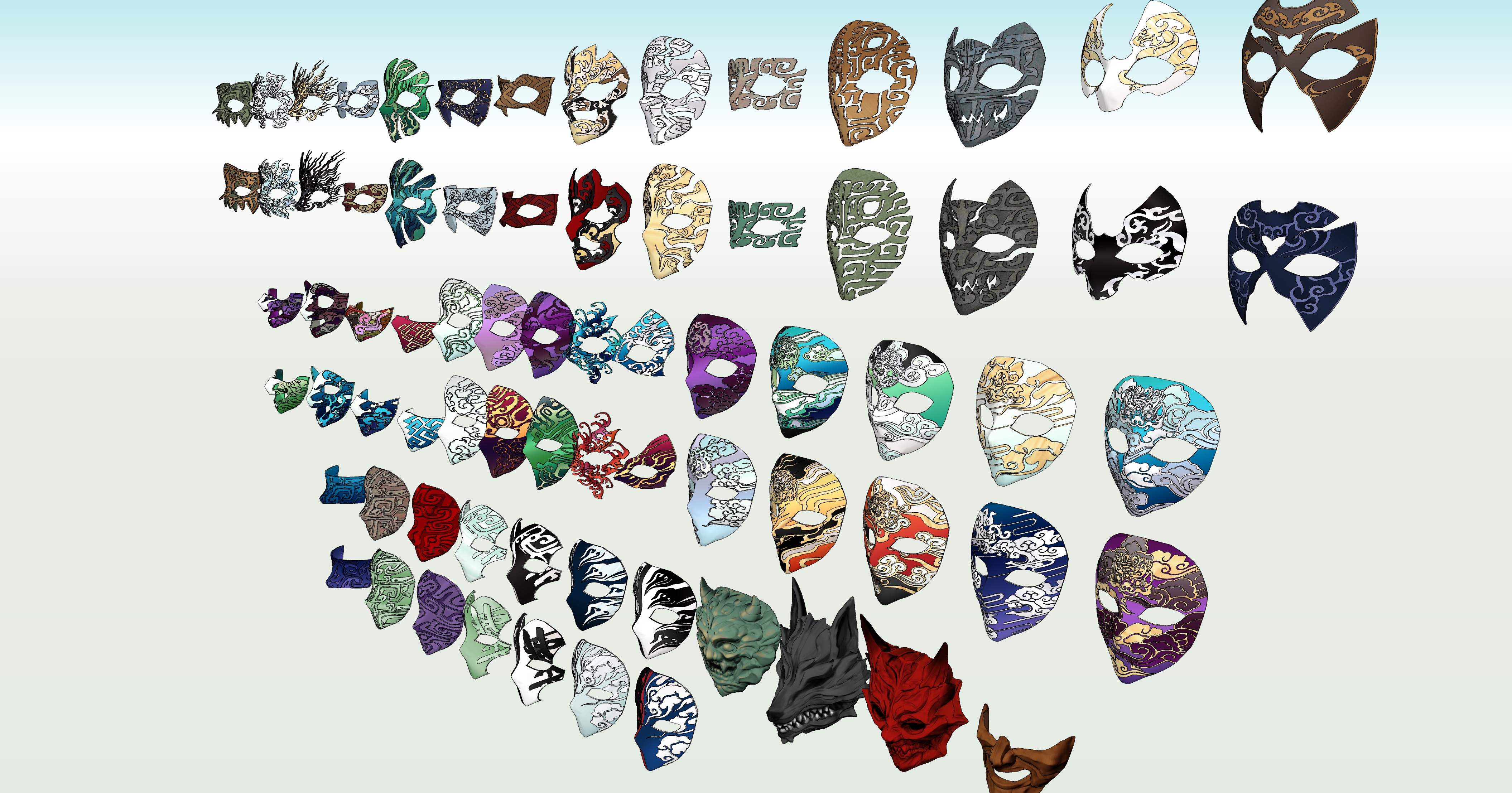 동양풍 가면 모음 Collection of oriental masks-12 동양풍 가면 모음 Collection of oriental masks-12