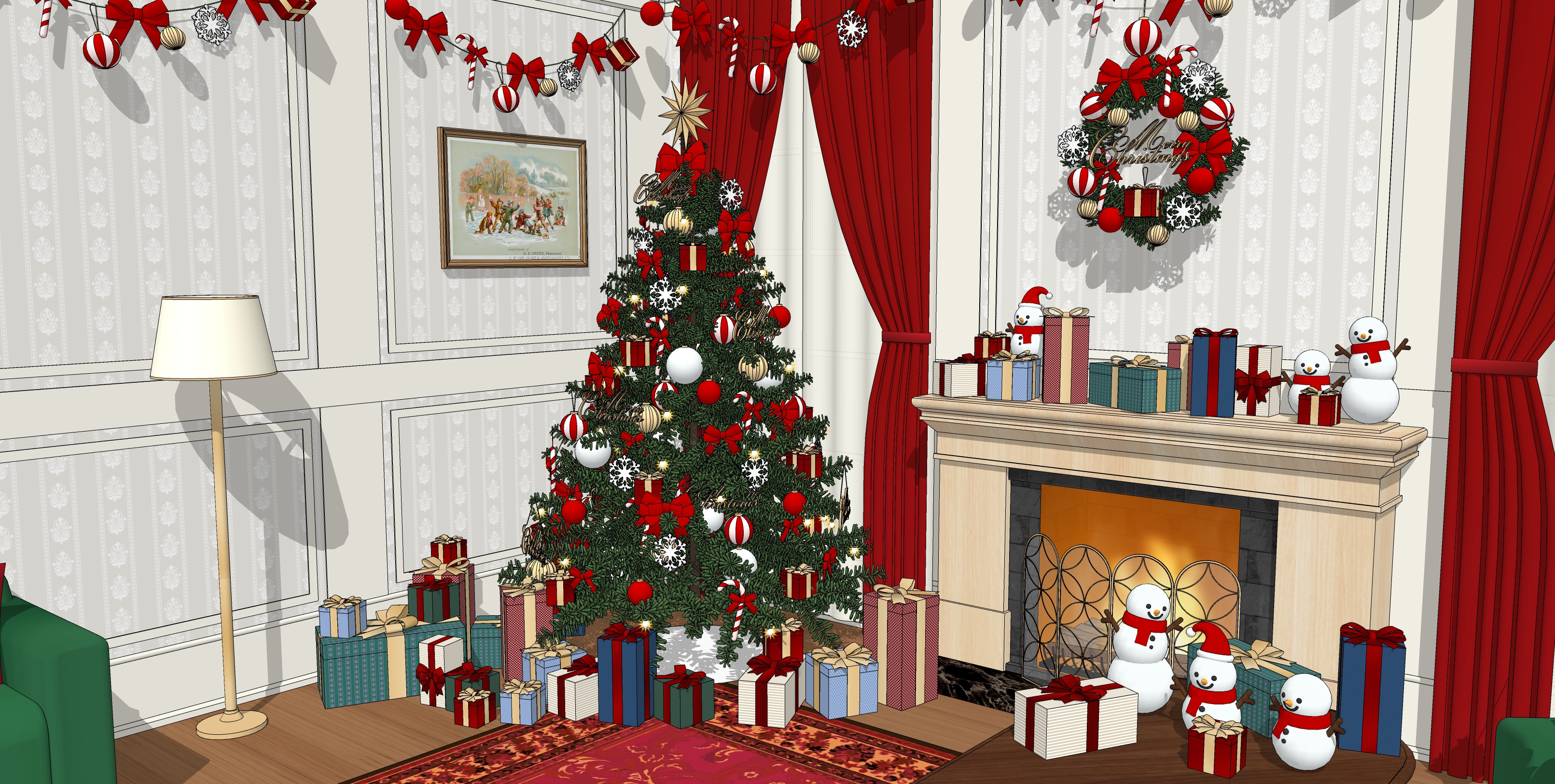 크리스마스 트리와 거실 Christmas tree and living room-2