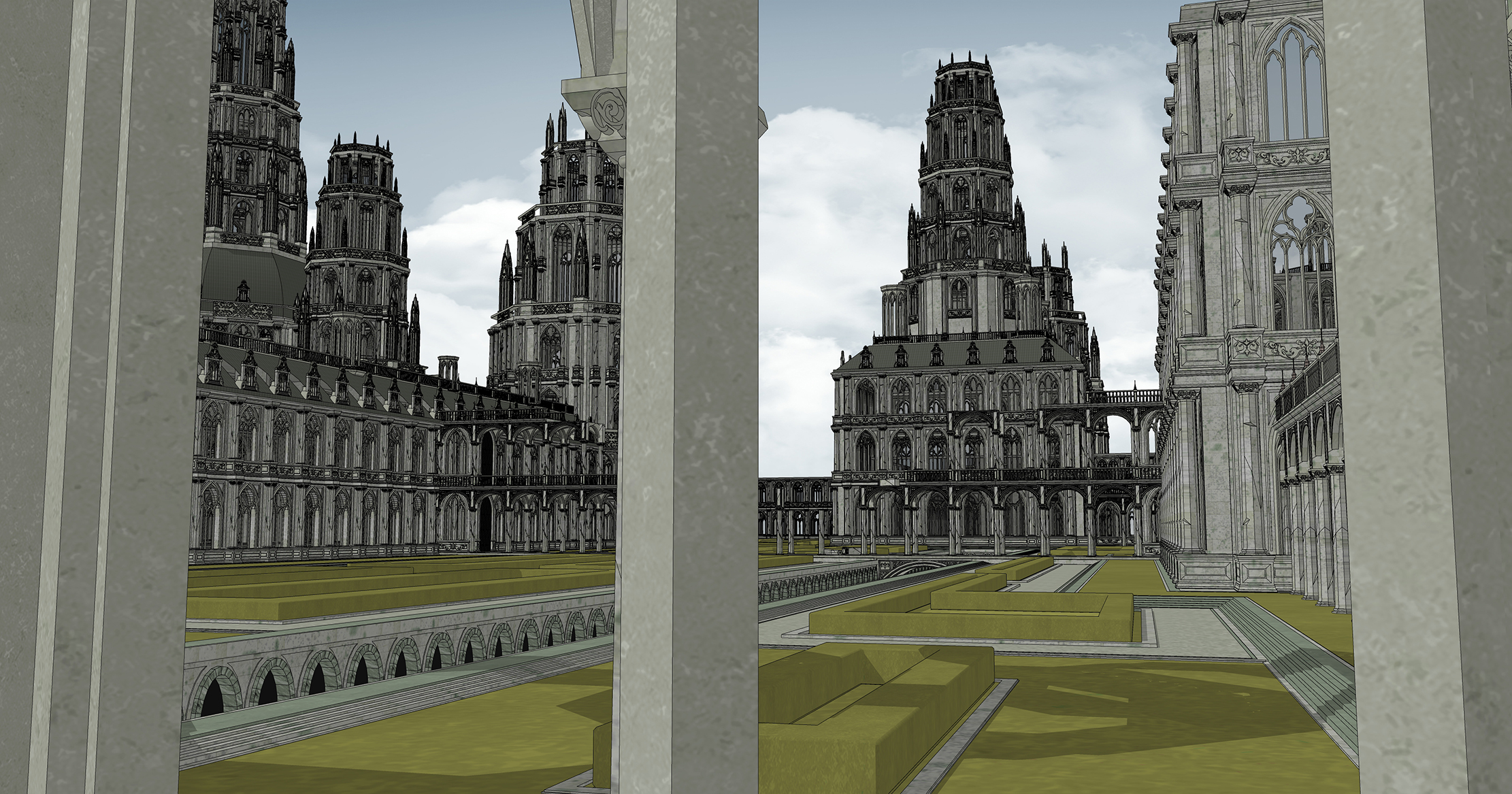 중세 판타지 부서진 건물 폐허 Medieval fantasy building broken ruins-7