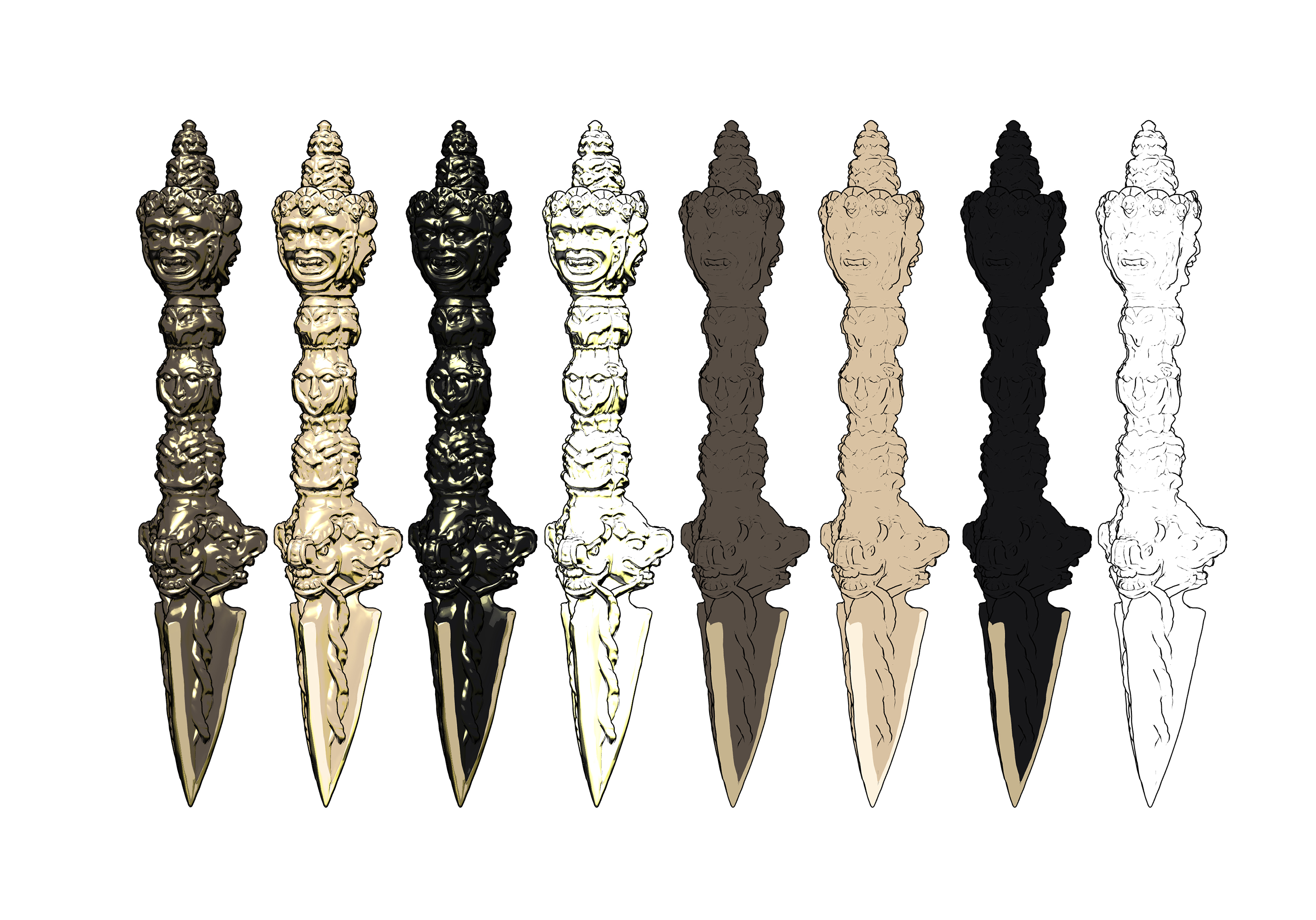 삼귀면 금강저 Three-Faced Vajra