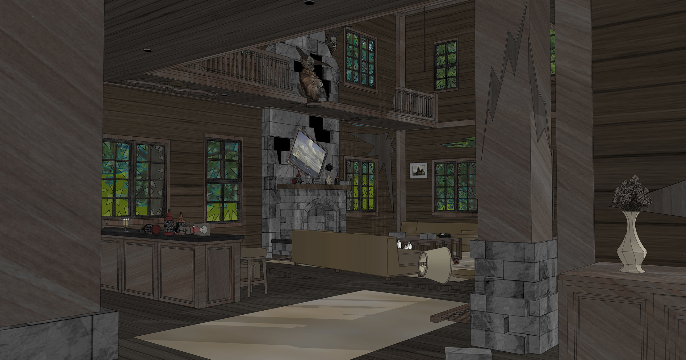 호수 별장 폐허 부서진 버젼 Lake Cottage Ruins Broken Version-8 호수 별장 폐허 부서진 버젼 Lake Cottage Ruins Broken Version-8