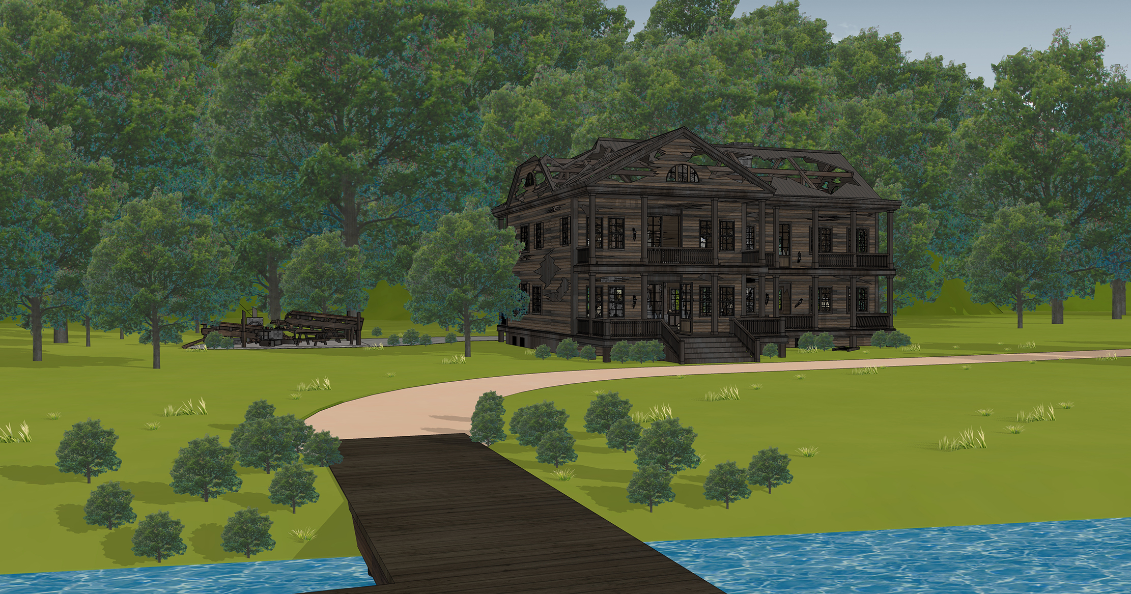 호수 별장 폐허 부서진 버젼 Lake Cottage Ruins Broken Version-1 호수 별장 폐허 부서진 버젼 Lake Cottage Ruins Broken Version-1