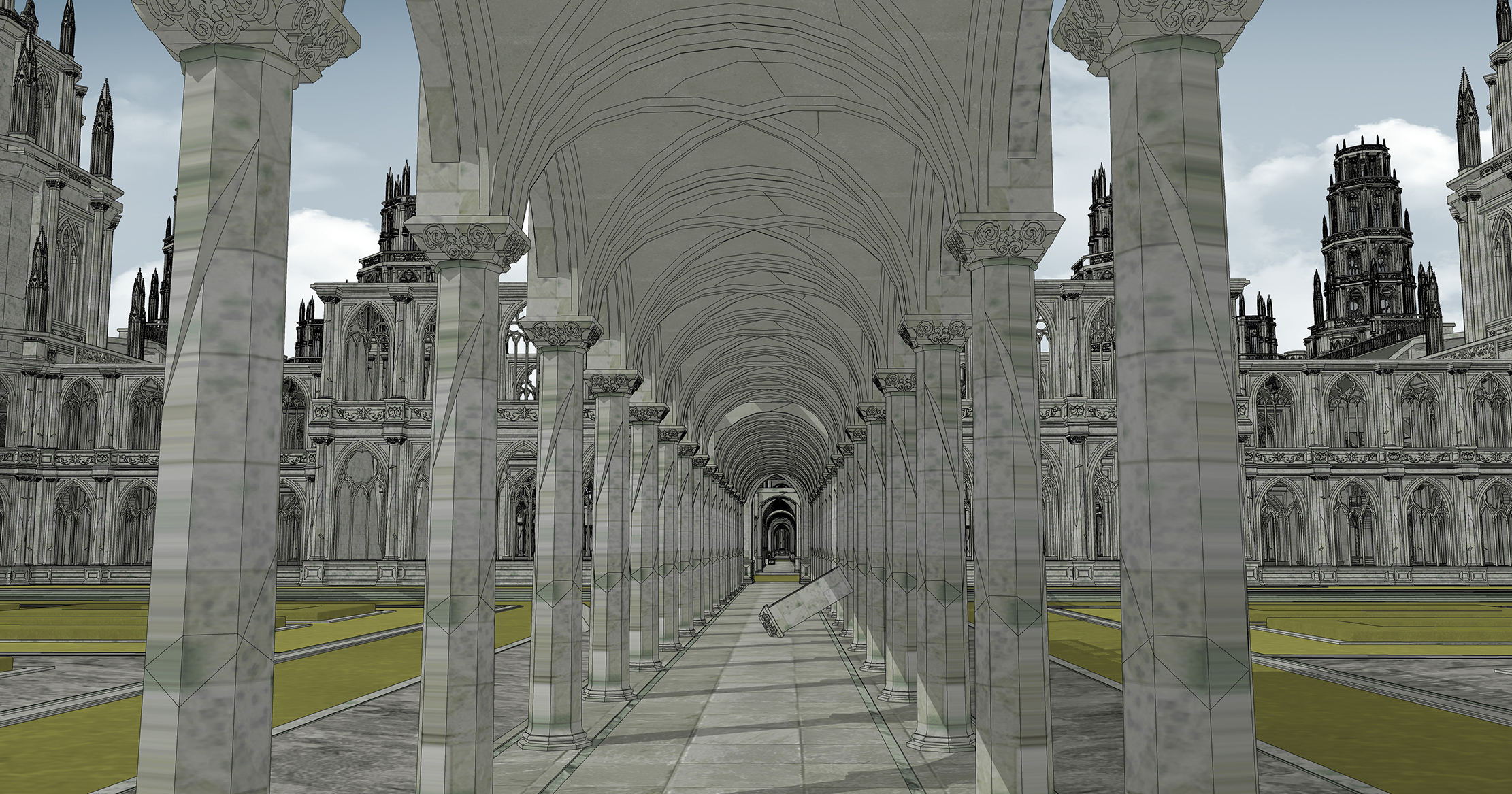 중세 판타지 부서진 건물 폐허 Medieval fantasy building broken ruins-3