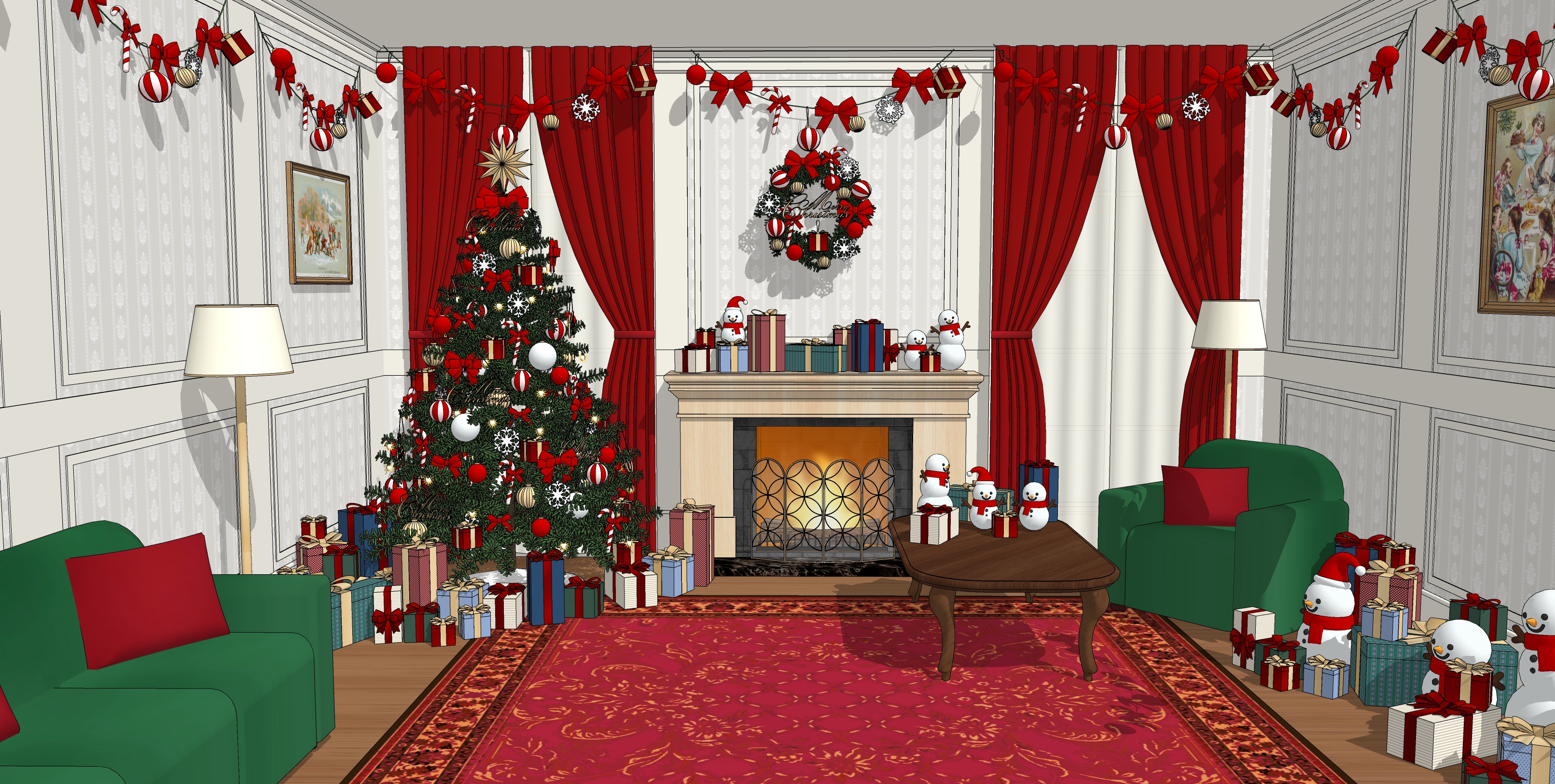 크리스마스 트리와 거실 Christmas tree and living room-1
