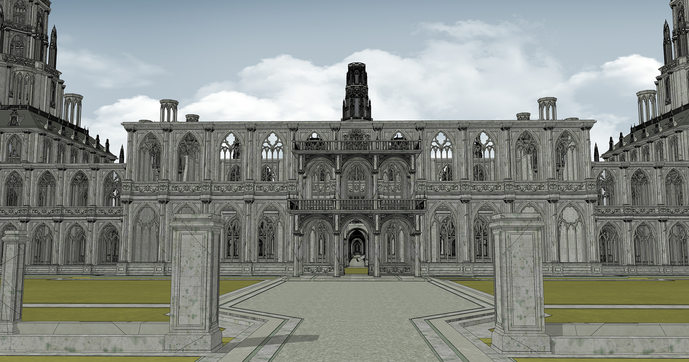 중세 판타지 부서진 건물 폐허 Medieval fantasy building broken ruins-1