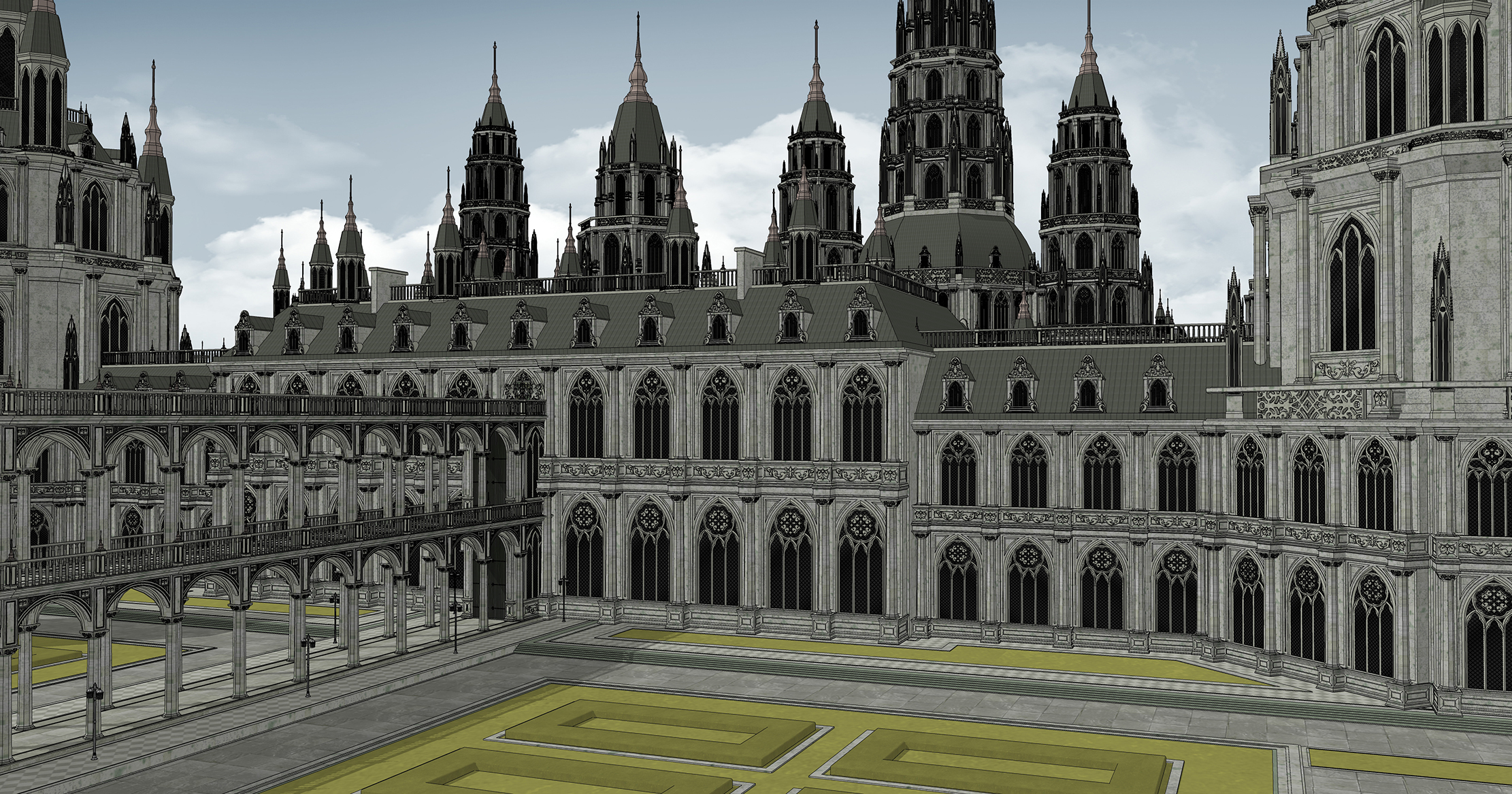 중세 판타지 건물 폐허 Medieval fantasy building ruins-3