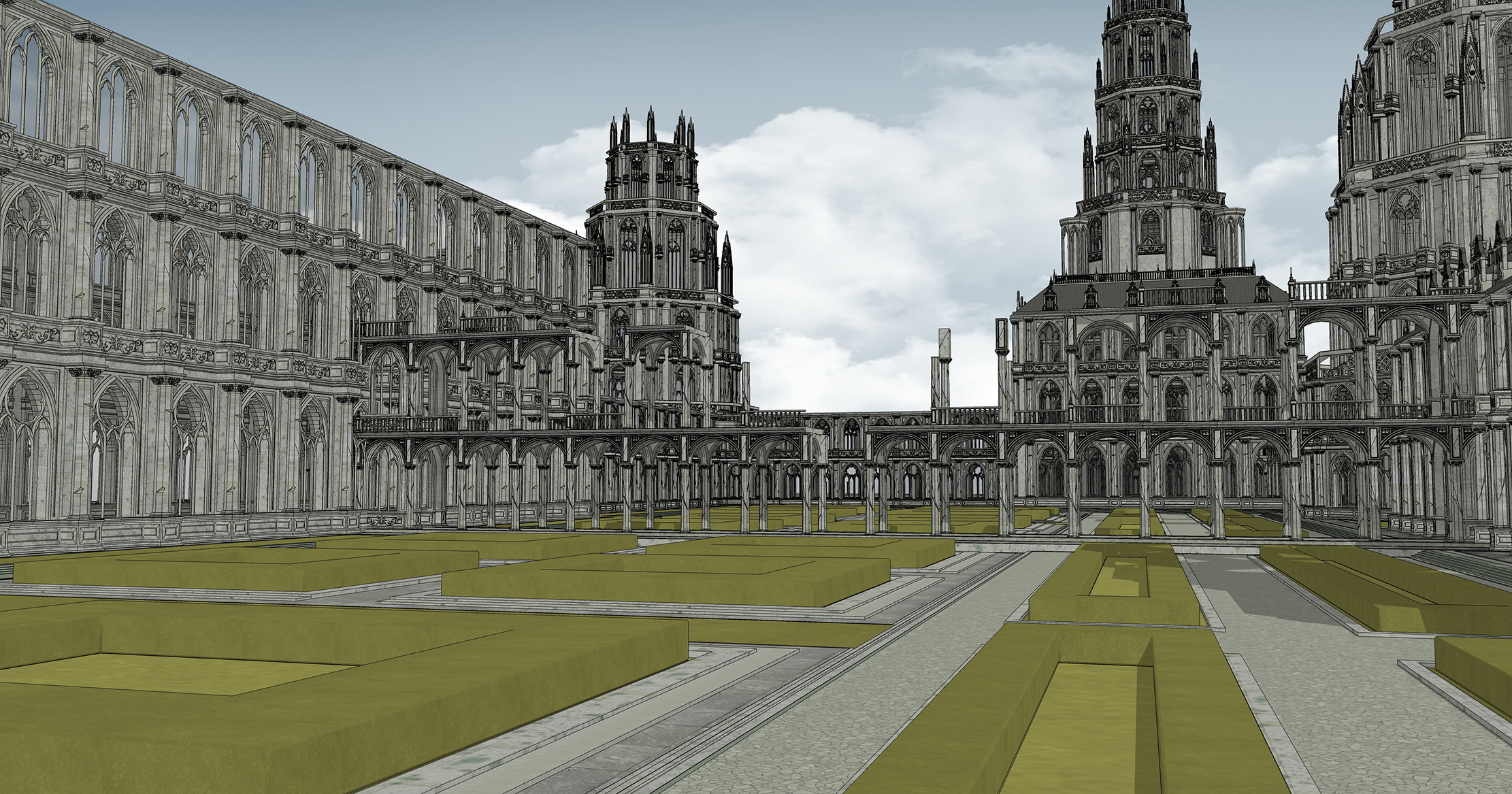 중세 판타지 부서진 건물 폐허 Medieval fantasy building broken ruins-8