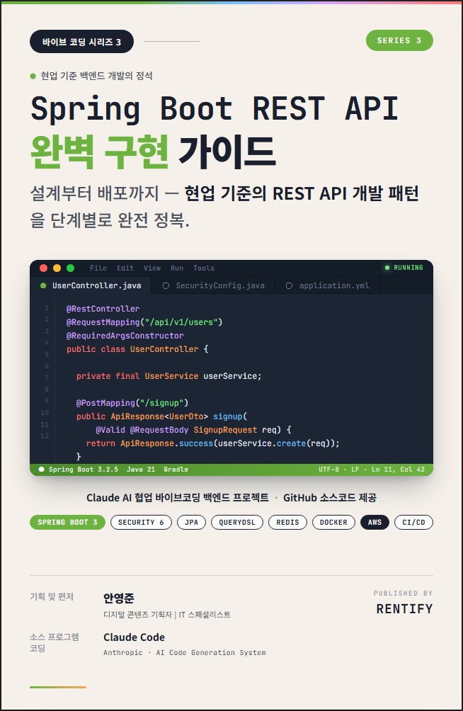 바이브 코딩 시리즈 3 Spring Boot REST API 완벽 구현 가이드 - 전자책출판사 렌티파이 e북스토어 (교보문고 ...
