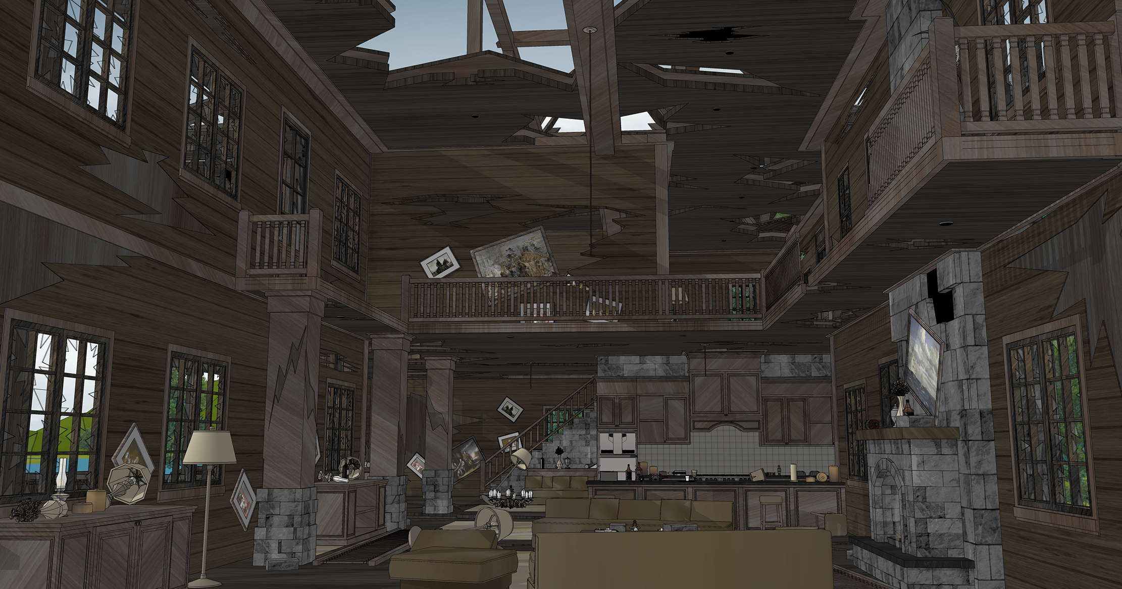 호수 별장 폐허 부서진 버젼 Lake Cottage Ruins Broken Version-9 호수 별장 폐허 부서진 버젼 Lake Cottage Ruins Broken Version-9