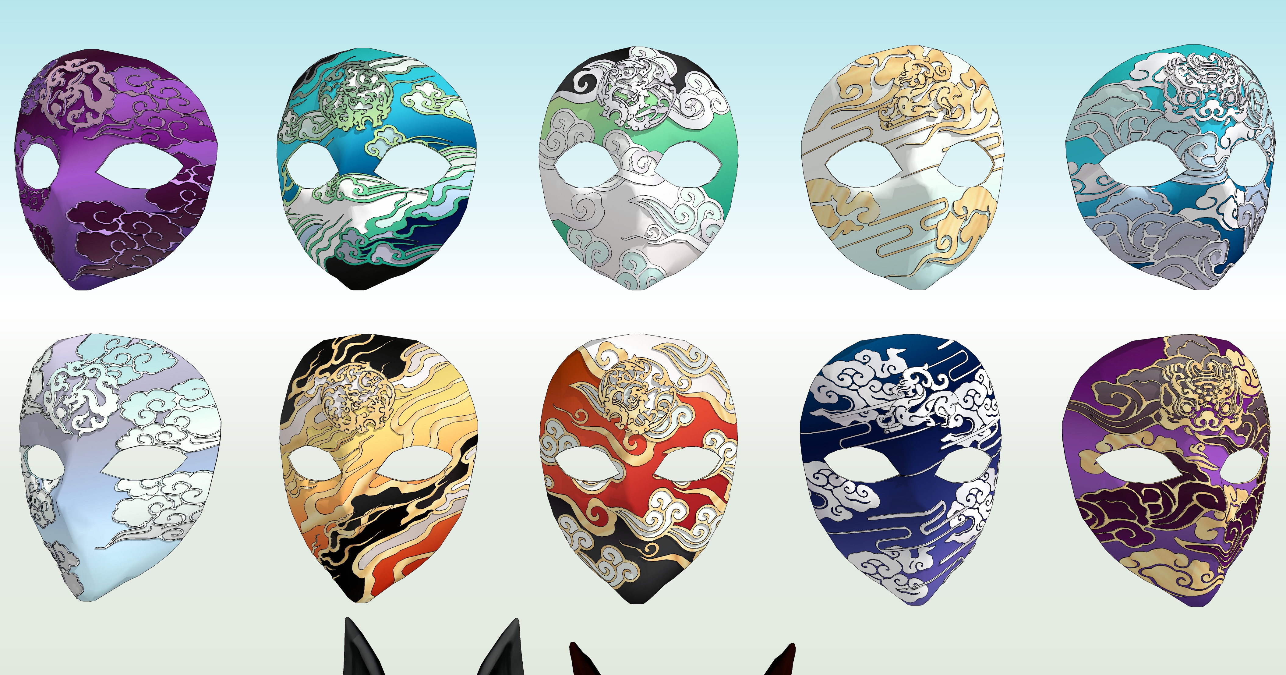 동양풍 가면 모음 Collection of oriental masks-8 동양풍 가면 모음 Collection of oriental masks-8