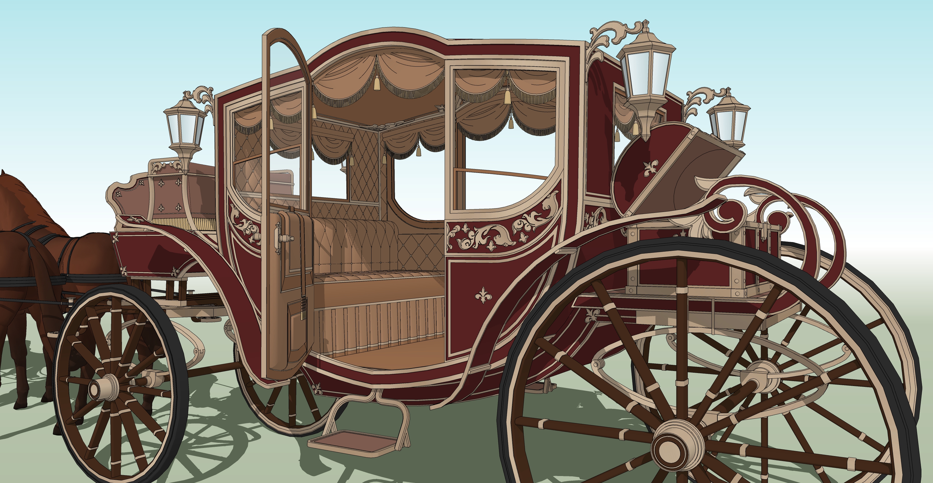 귀족마차 붉은색 Noble Carriage red-3 귀족마차 붉은색 Noble Carriage red-3