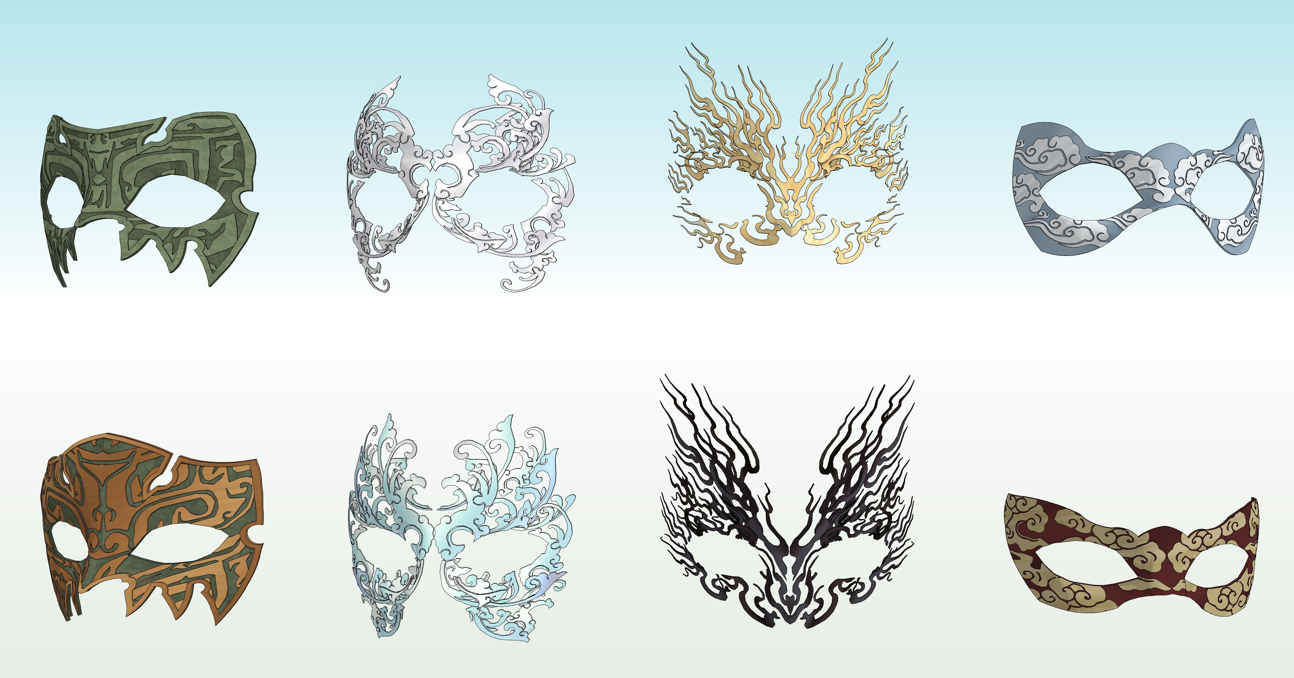 동양풍 가면 모음 Collection of oriental masks-2 동양풍 가면 모음 Collection of oriental masks-2